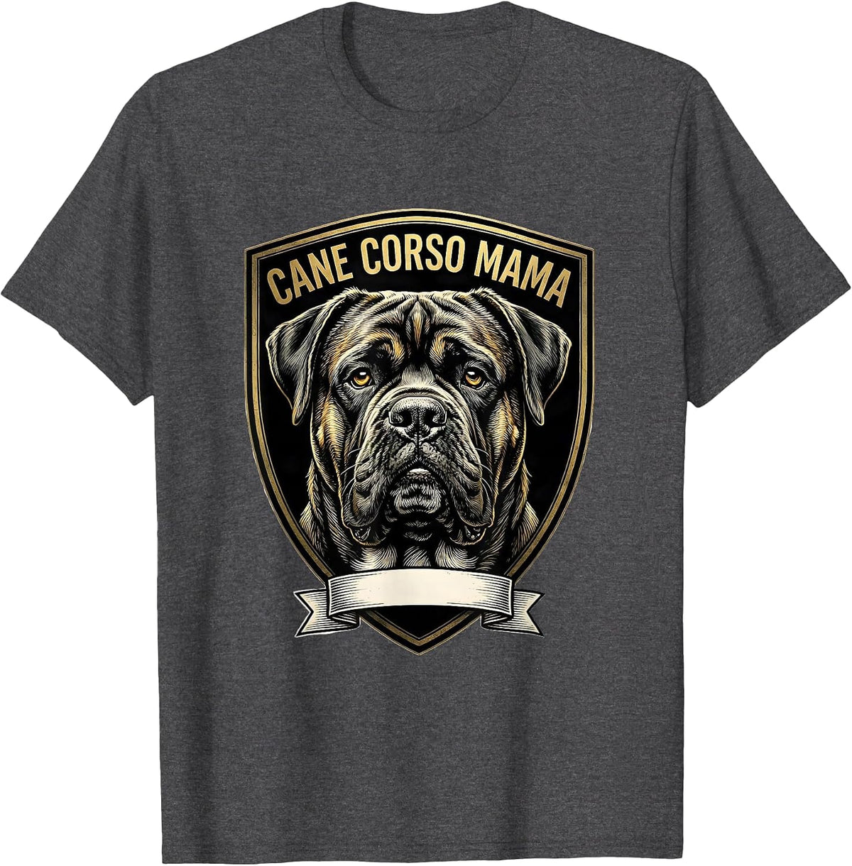 Cane Corso Mama Emblem Shield Badge Dog Lover Pride T-Shirt - Dark Heather Grey