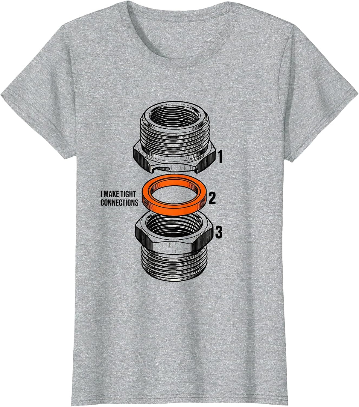 Women's I Make Tight Connections Funny Plumber Pipefitter Occupation T-Shirt - Heather Grey
