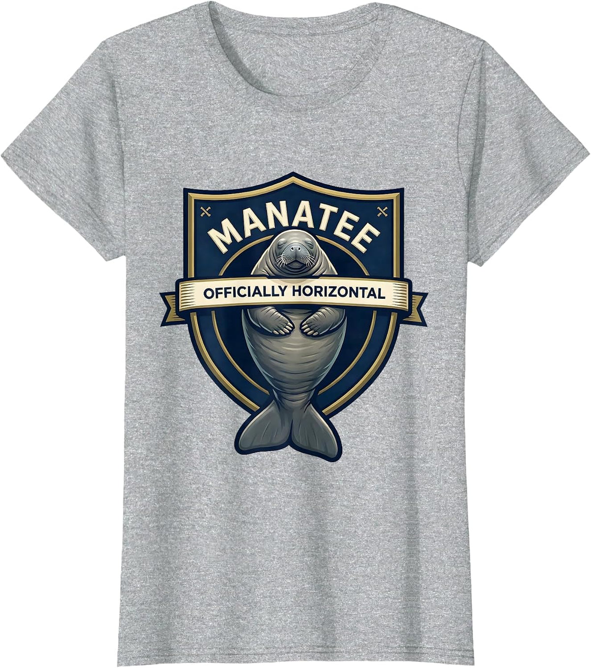 Manatee Officially Horizontal Funny Sea Animal Lover Humor T-Shirt - Heather Grey