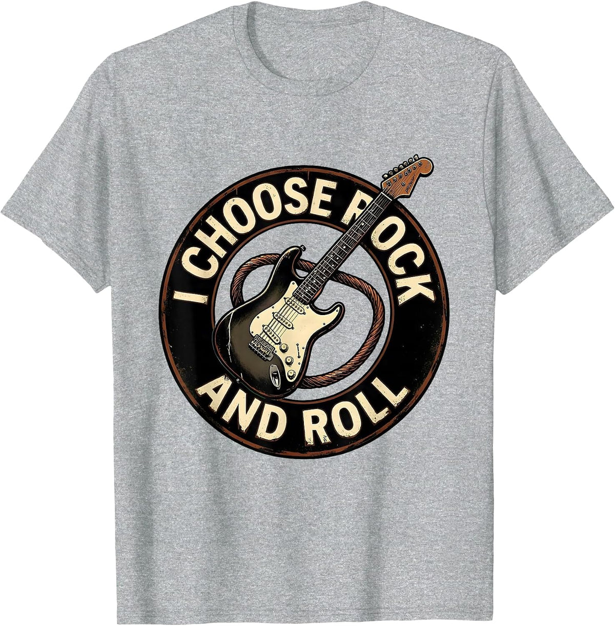 Men's I Choose Rock And Roll Vintage Rock Music Fan Heavy Metal T-Shirt - Heather Grey