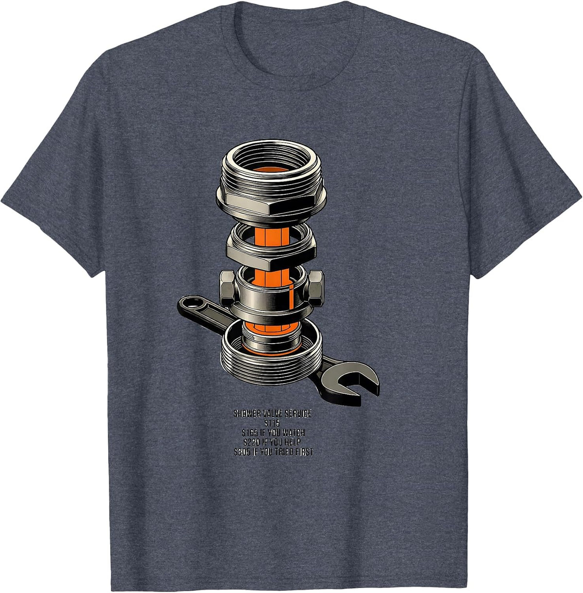 Shower Valve Service Funny Plumber Price Breakdown T-Shirt - Heather Blue
