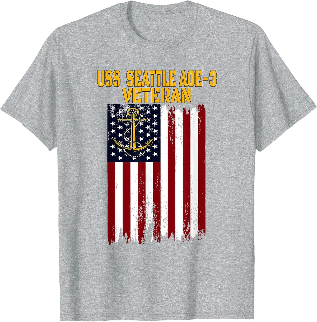 USS Seattle AOE-3 Fast Combat Support Ship Veterans Day T-Shirt - Heather Grey