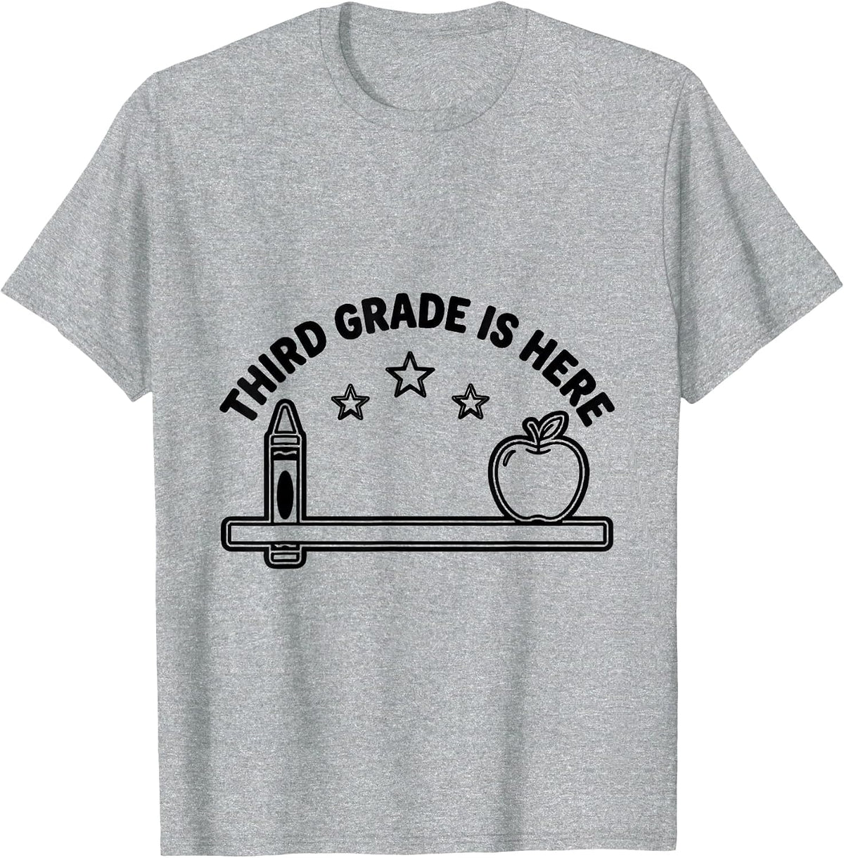 Men's Third Grade Is Here Playful Teacher Back To School Grade T-Shirt - Heather Grey