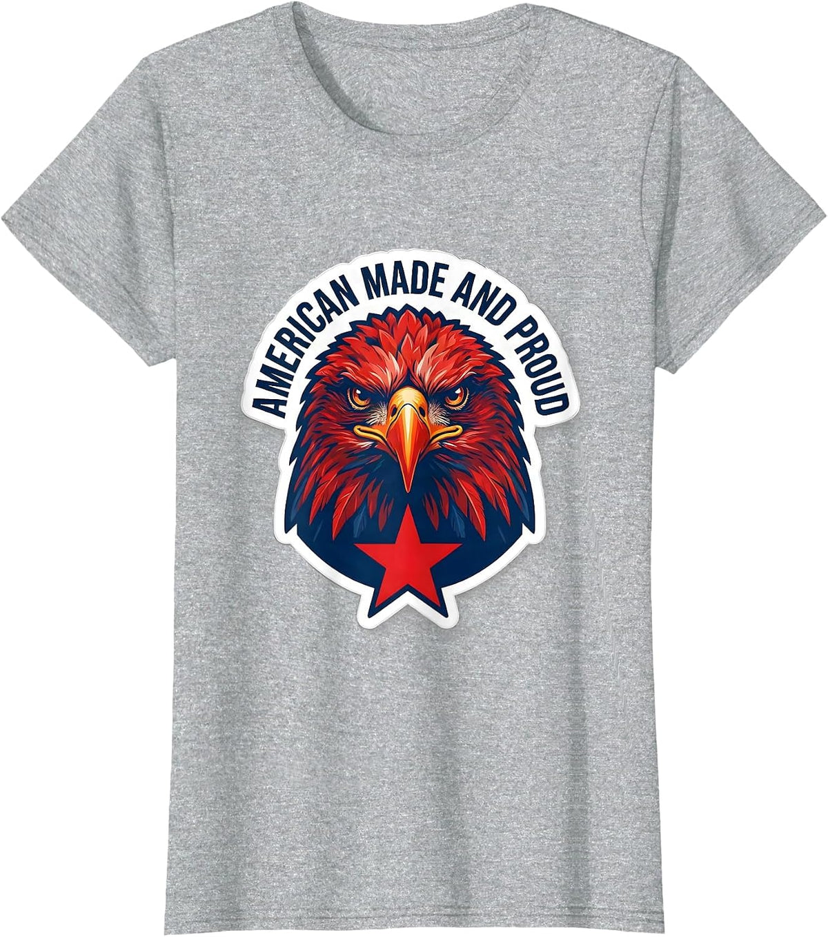 American Made And Proud USA Patriotic Design T-Shirt - Heather Grey