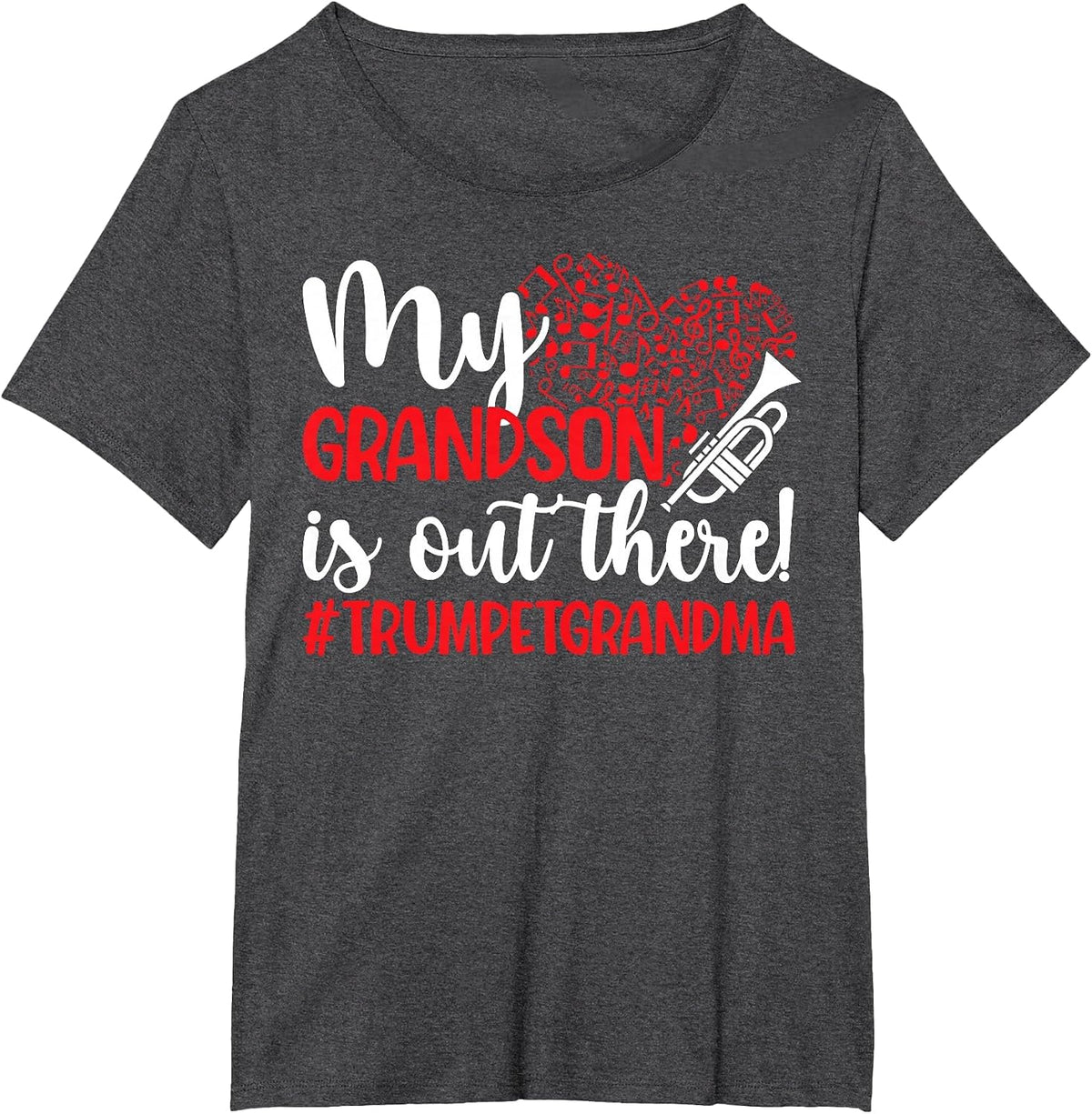 My Grandson Trumpet Grandma of A Trumpet Player Grandma T-Shirt - Dark Heather Grey