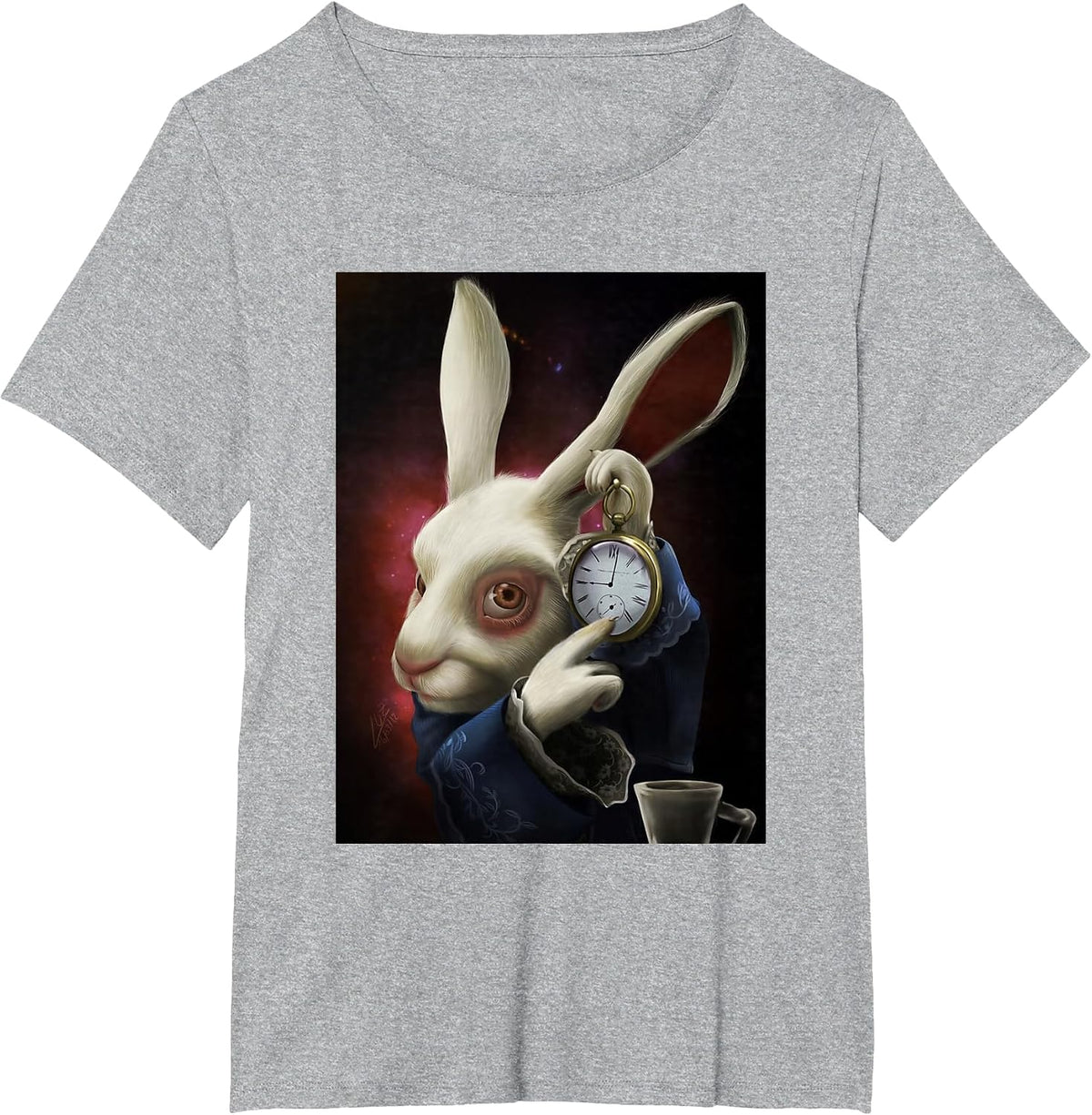 White Rabbit Pointing At Clock Meme T-Shirt - Heather Grey