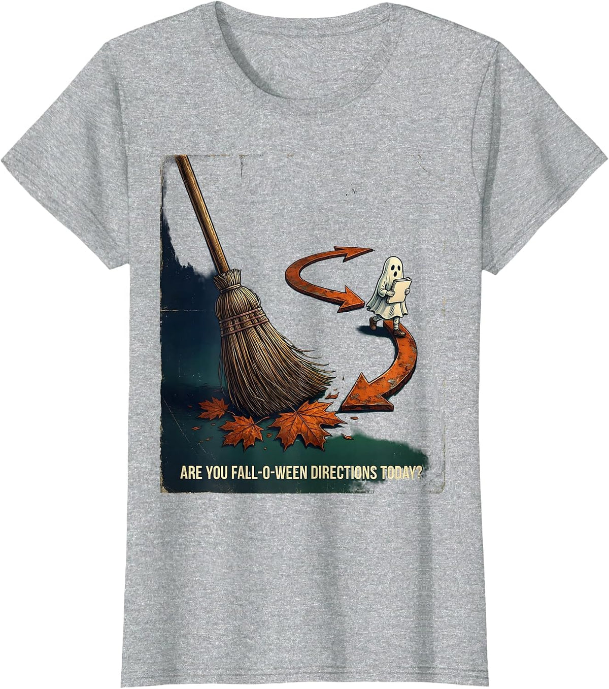 Are You Fall-O-Ween Directions Today Vintage Teacher T-Shirt - Heather Grey