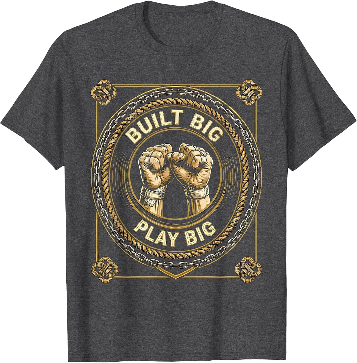 Men's Built Big Play Big Football Lineman Design T-Shirt - Dark Heather Grey