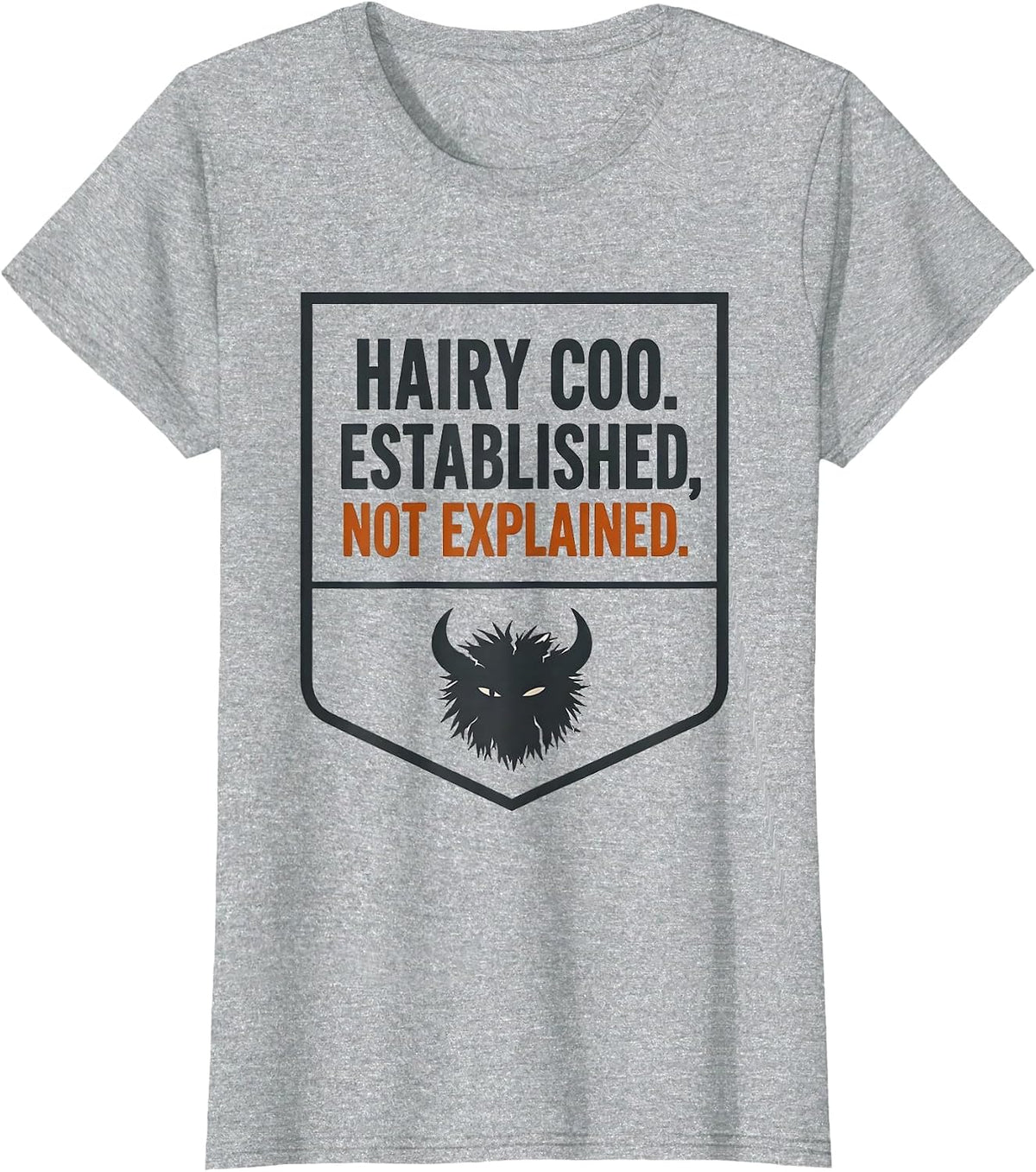 Women's Hairy Coo Established Not Explained Funny Highland Cow Lover T-Shirt - Heather Grey