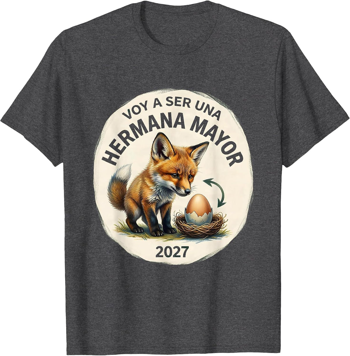 Voy a ser una hermana mayor 2027 Spanish Big Sister T-Shirt - Dark Heather Grey
