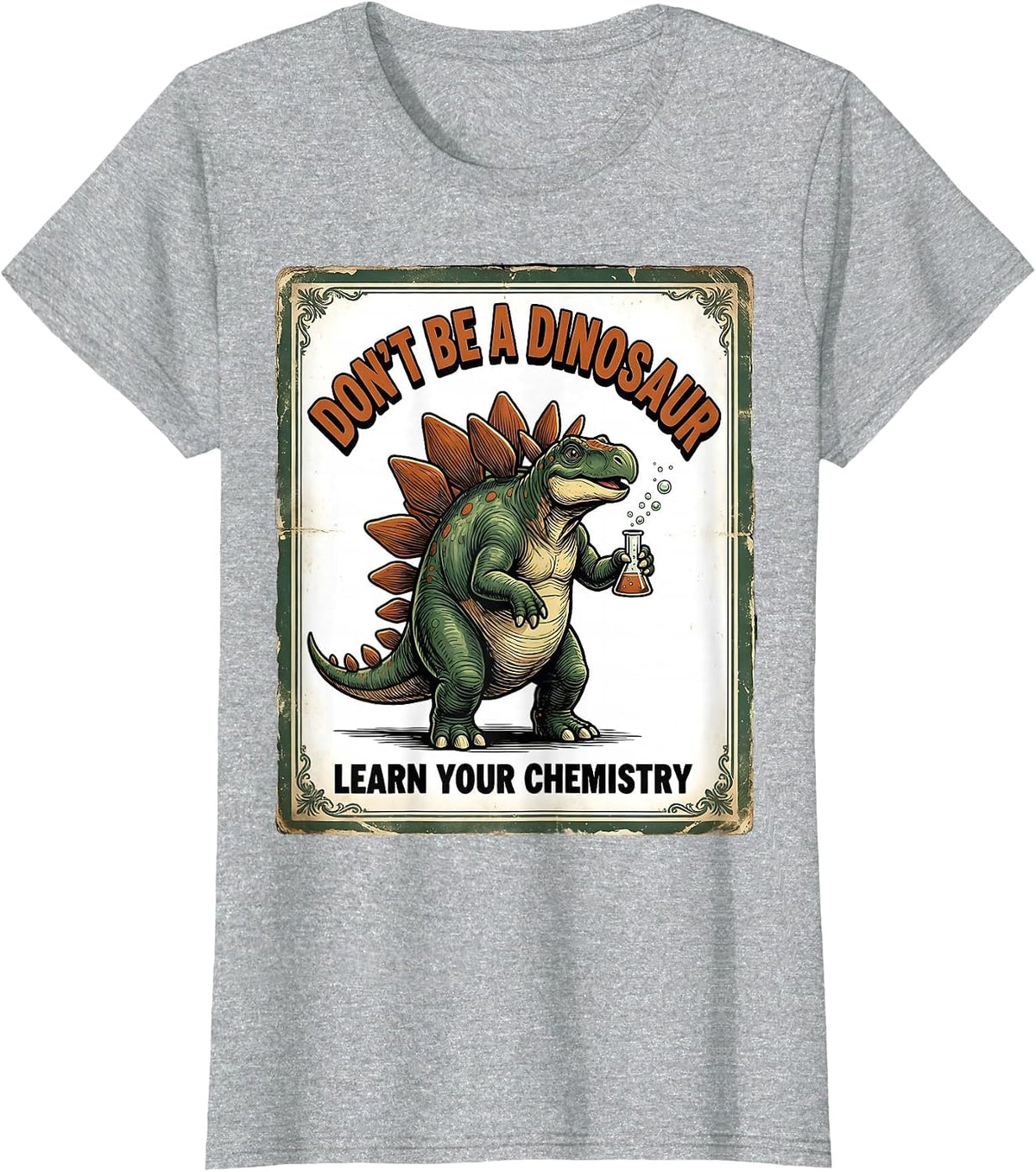 Women's Don't Be A Dinosaur Learn Your Chemistry Vintage T-Shirt - Heather Grey