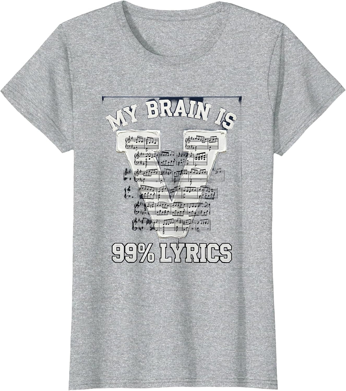 Women's My Brain Is 99% Lyrics Funny Music Lover Singer Humor T-Shirt - Heather Grey