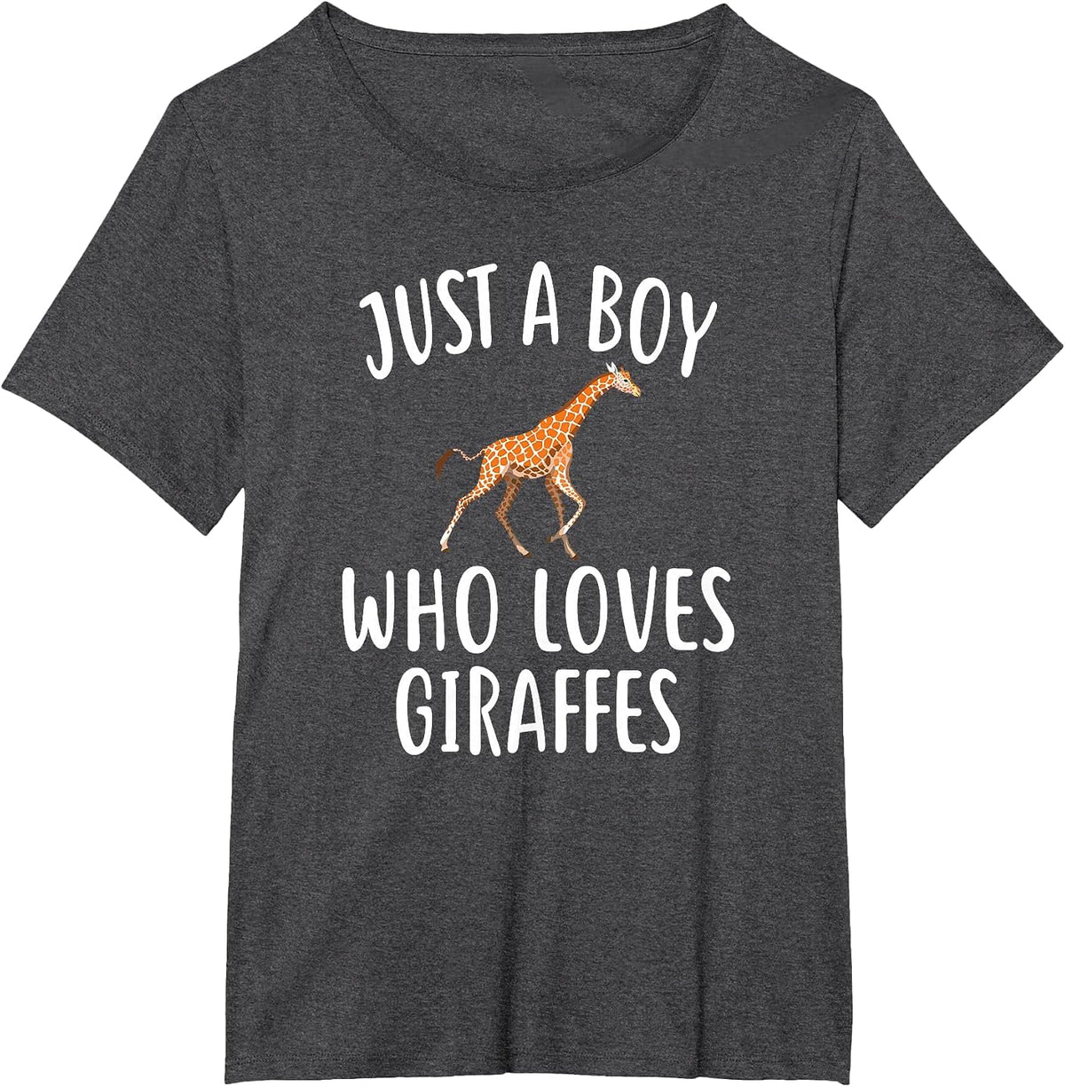 Just A Boy who Loves Giraffes T-Shirt Funny Giraffe Tee T-Shirt - Dark Heather Grey