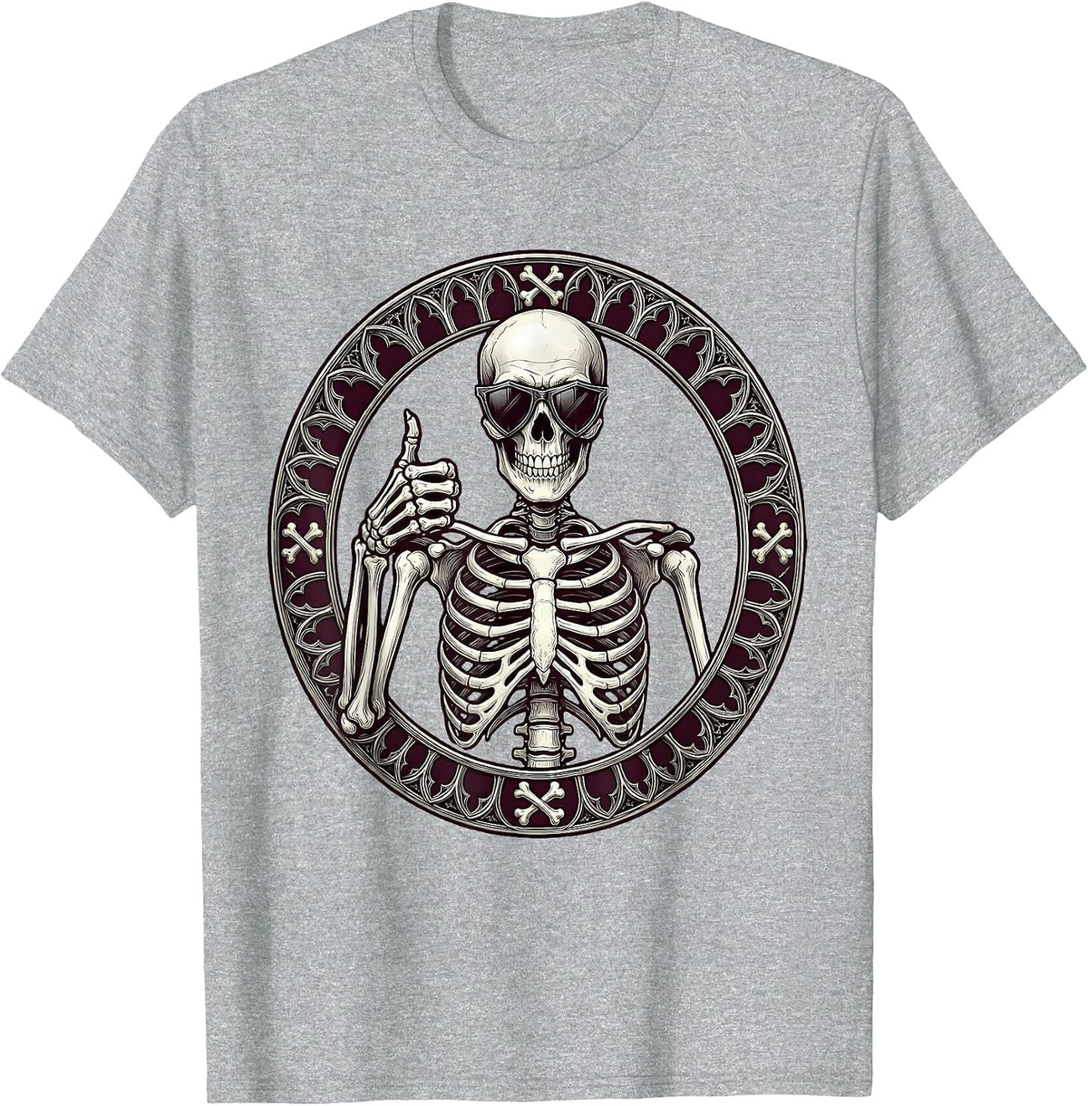 Men's Never Better Skeleton Thumbs Up Sunglasses T-Shirt - Heather Grey