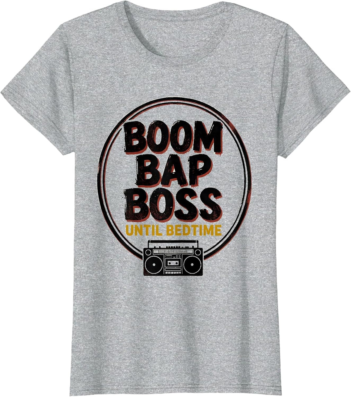 Boom Bap Boss Until Bedtime Funny 90s Hip-Hop Rap Nostalgia T-Shirt - Heather Grey