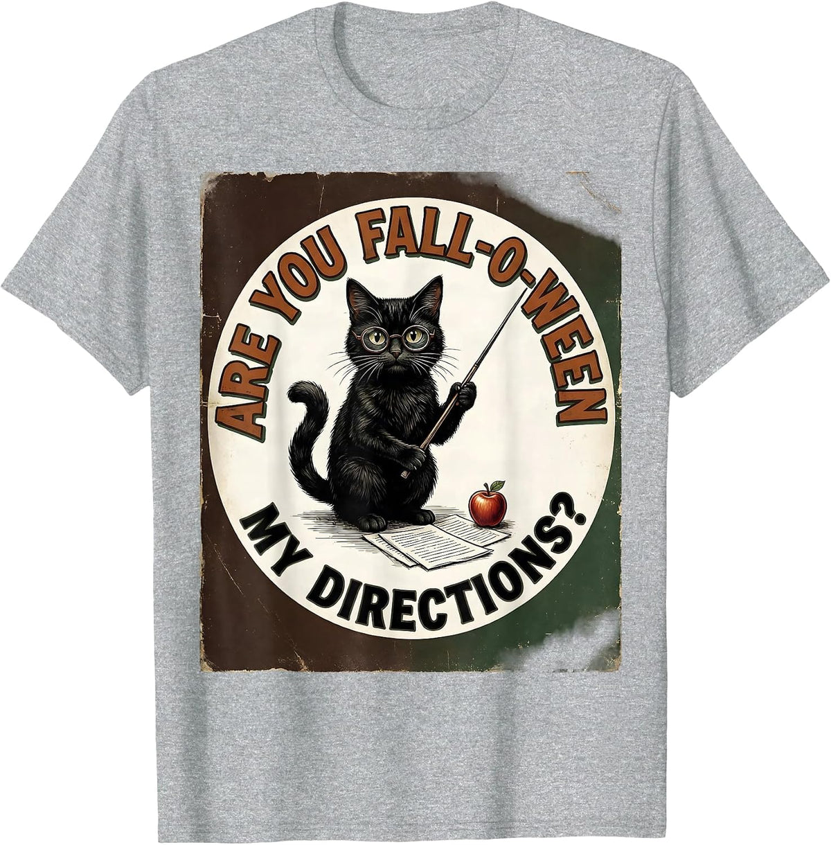 Men's Are You Fall-O-Ween My Directions Vintage Teacher Halloween T-Shirt - Heather Grey