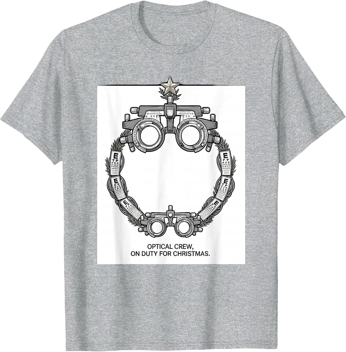 Men's Optical Crew On Duty For Christmas Funny Optometrist Eye T-Shirt - Heather Grey