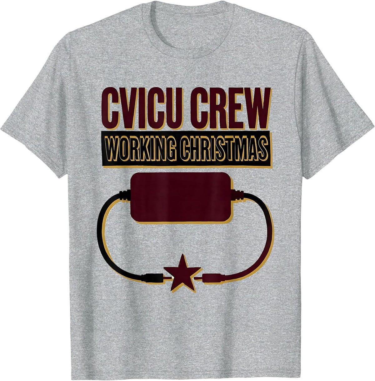 Men's CVICU Crew Working Christmas Funny Nurse Gift ICU Crew T-Shirt - Heather Grey
