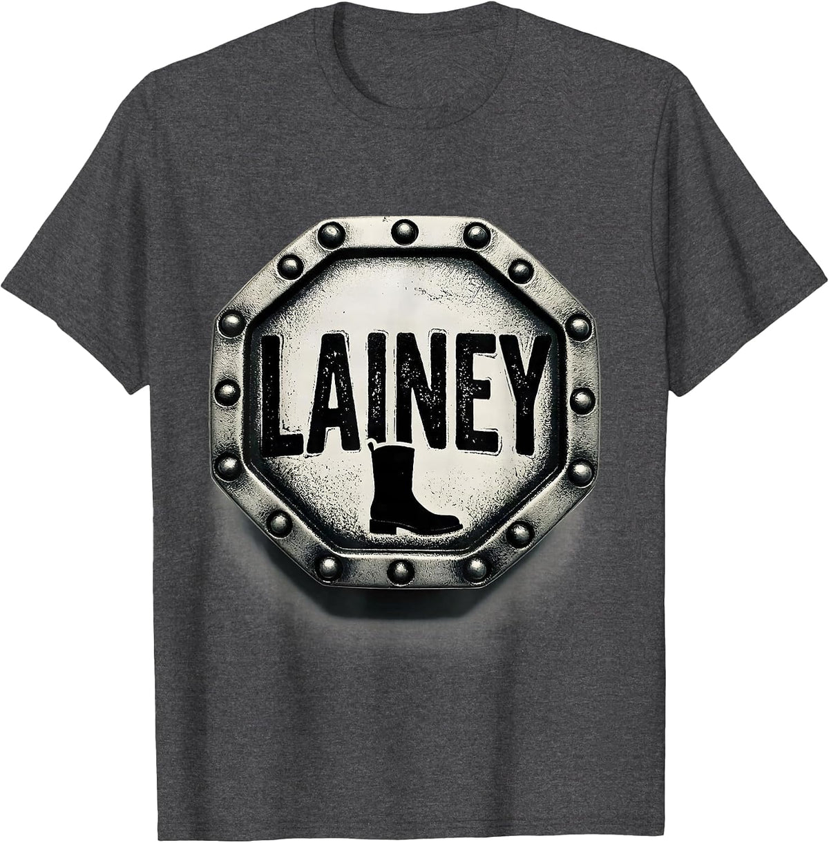 Lainey Rubber Stamp Western Cowgirl Name Gift for Girls T-Shirt - Dark Heather Grey