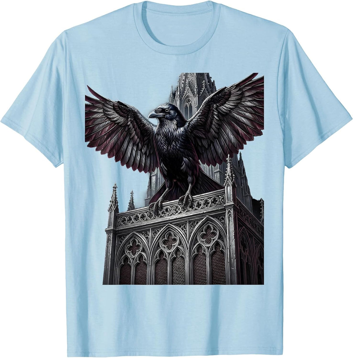 Men's Raven on Concert Speaker Graphic Design T-Shirt - Baby Blue