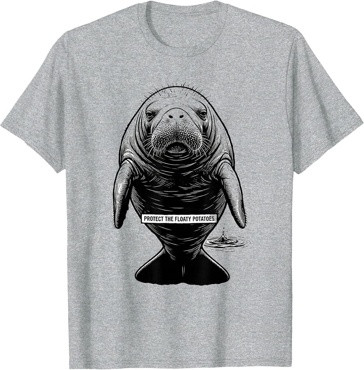 Men's Protect The Floaty Potatoes Funny Manatee Sea Animal Lover T-Shirt - Heather Grey