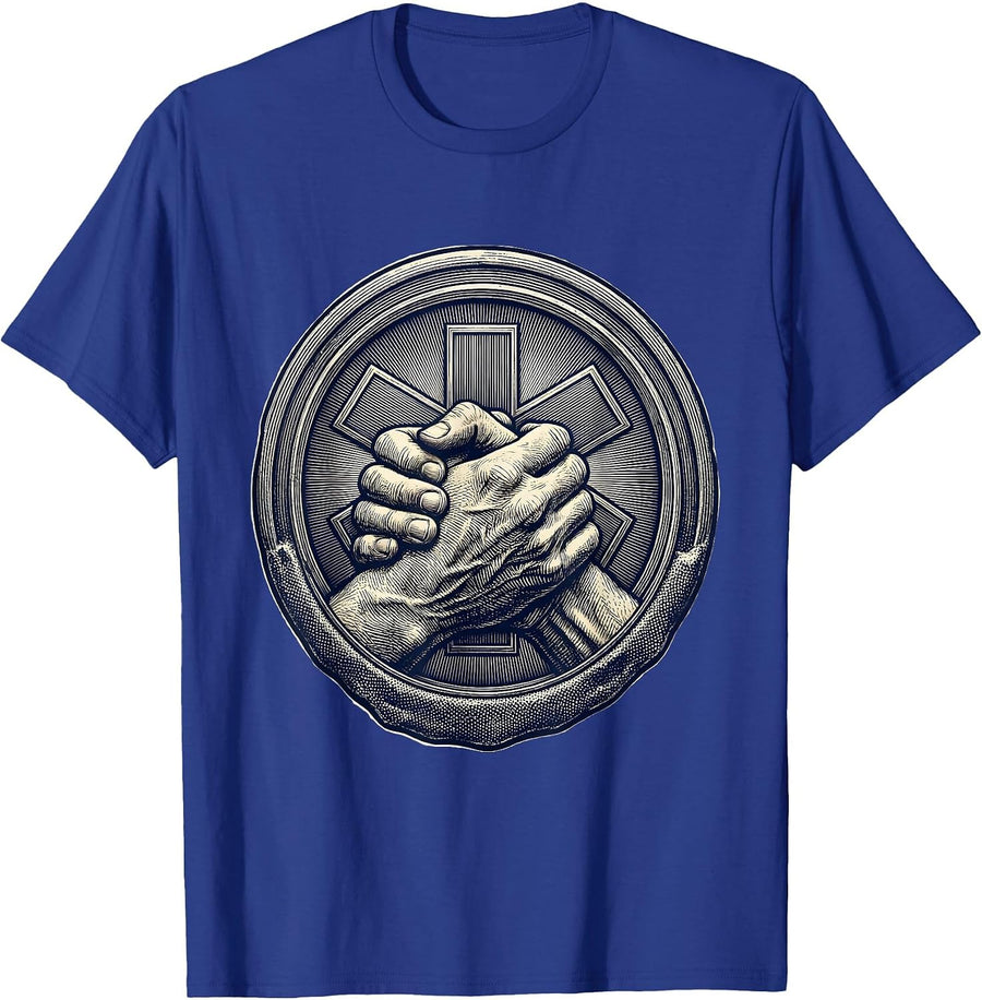 Emergency Department Lifesaving Hands Graphic T-Shirt - Royal Blue