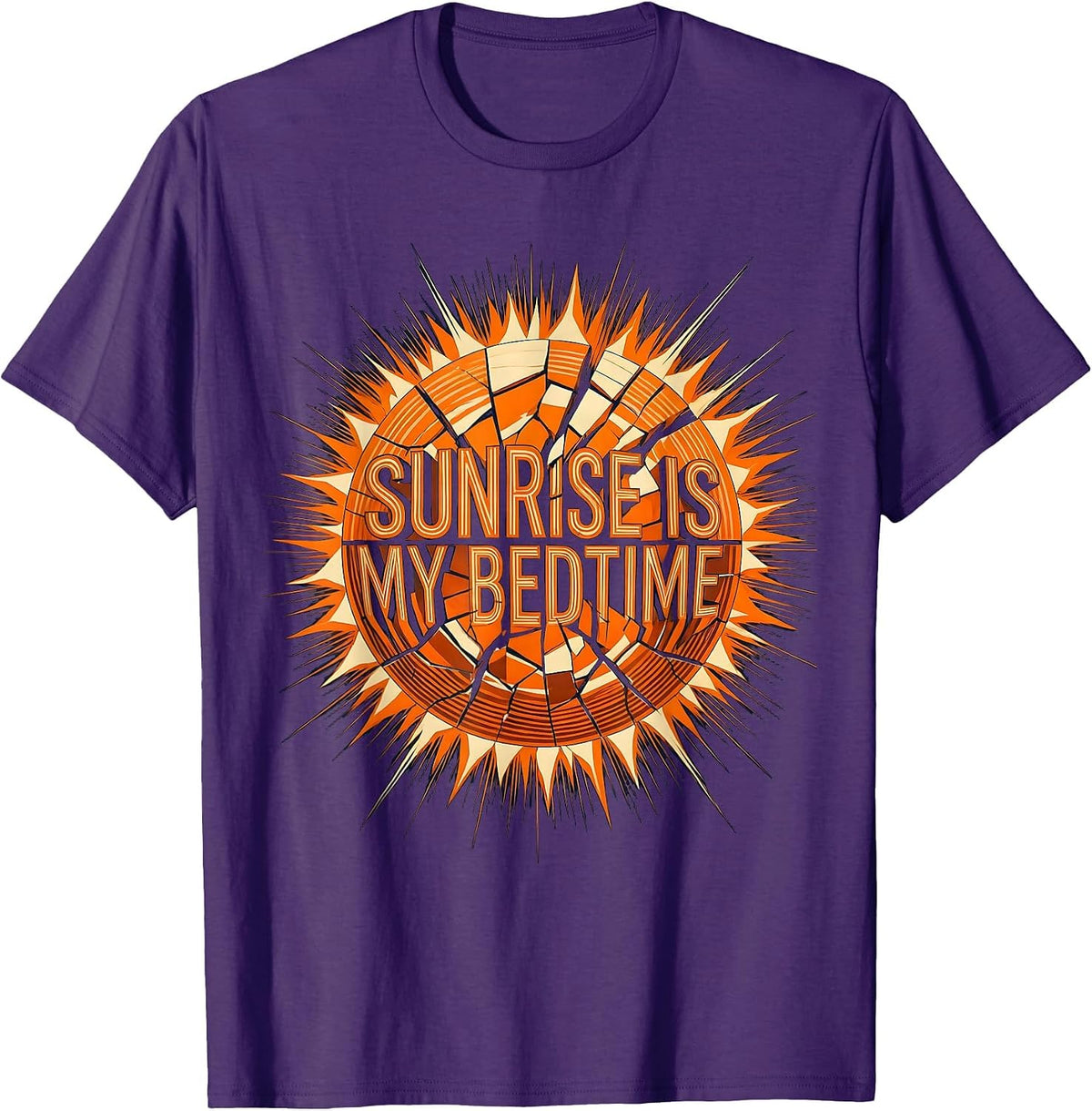 Sunrise Is My Bedtime Rave Culture Design T-Shirt - Purple