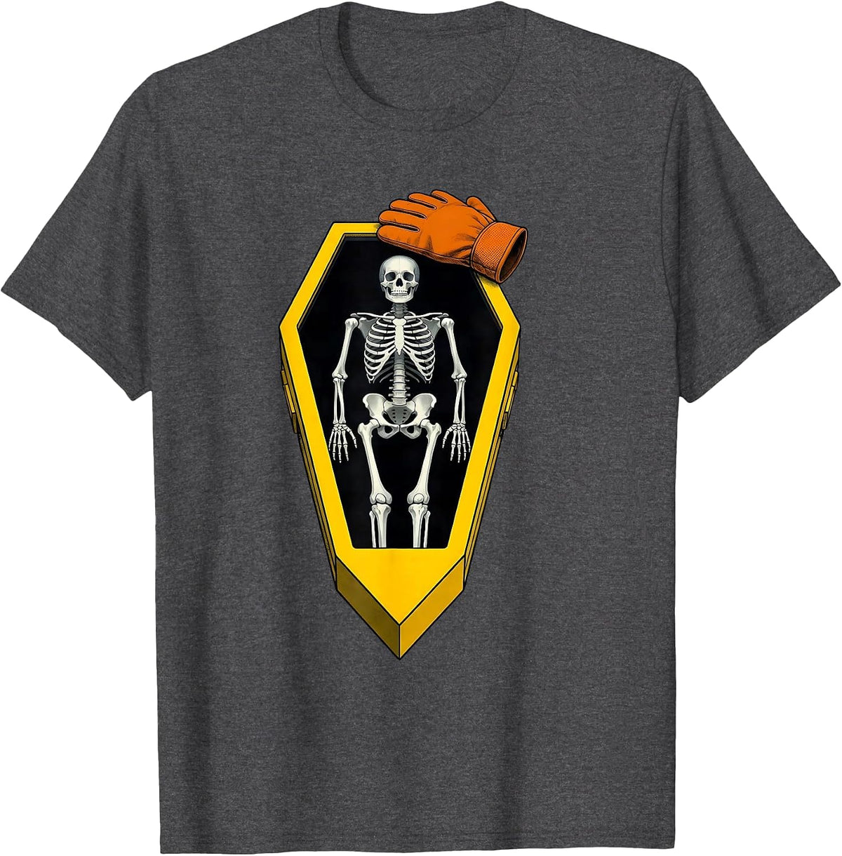 Men's Radiographic Coffin Skeleton Halloween Radiology Tech T-Shirt - Dark Heather Grey