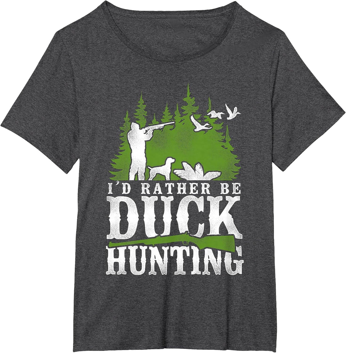 Duck Hunting Hunter Vintage I'd Rather Be Duck Hunting T-Shirt - Dark Heather Grey