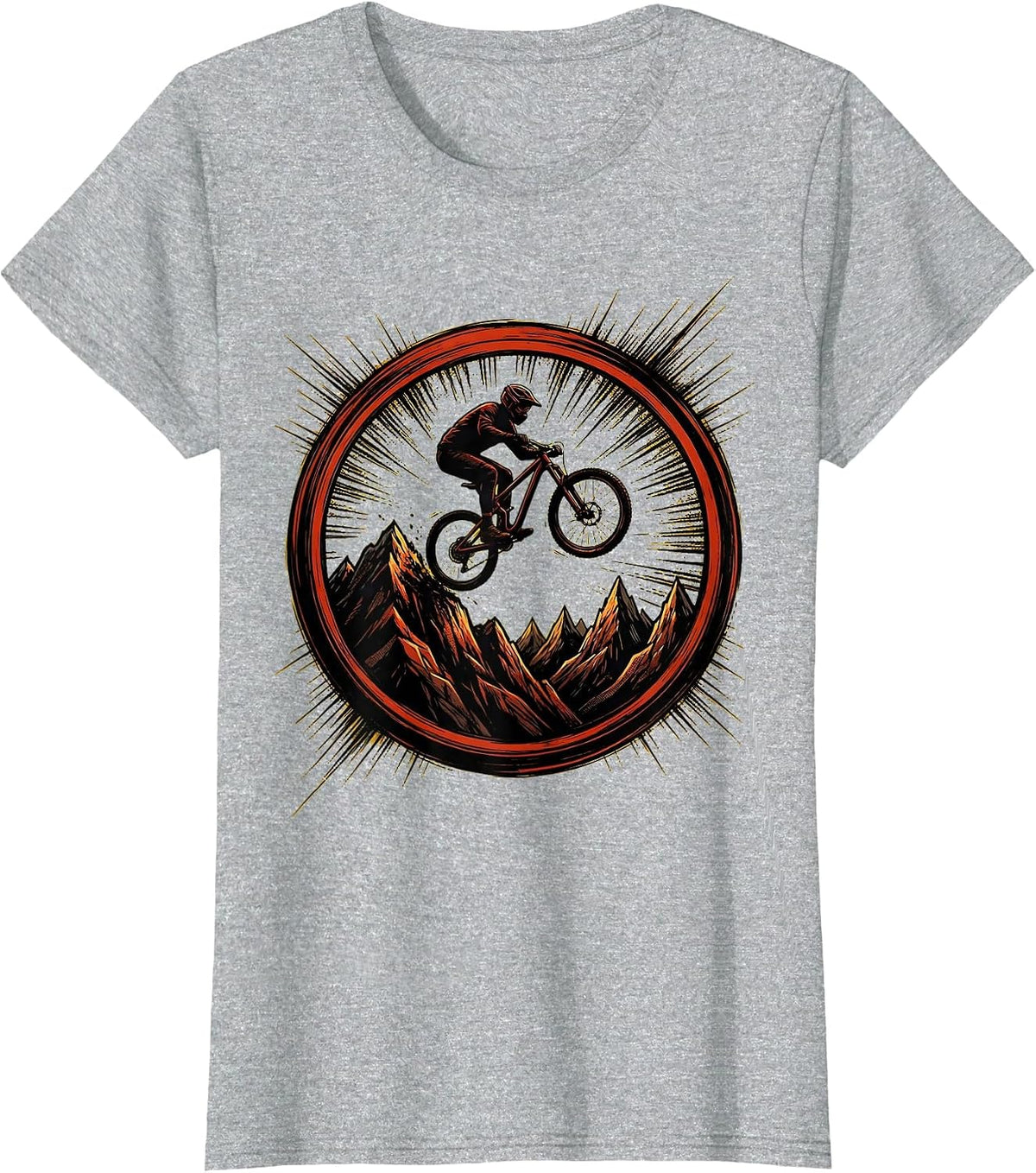 Women's Cyclist Silhouette Mountain Summit Graphic T-Shirt - Heather Grey