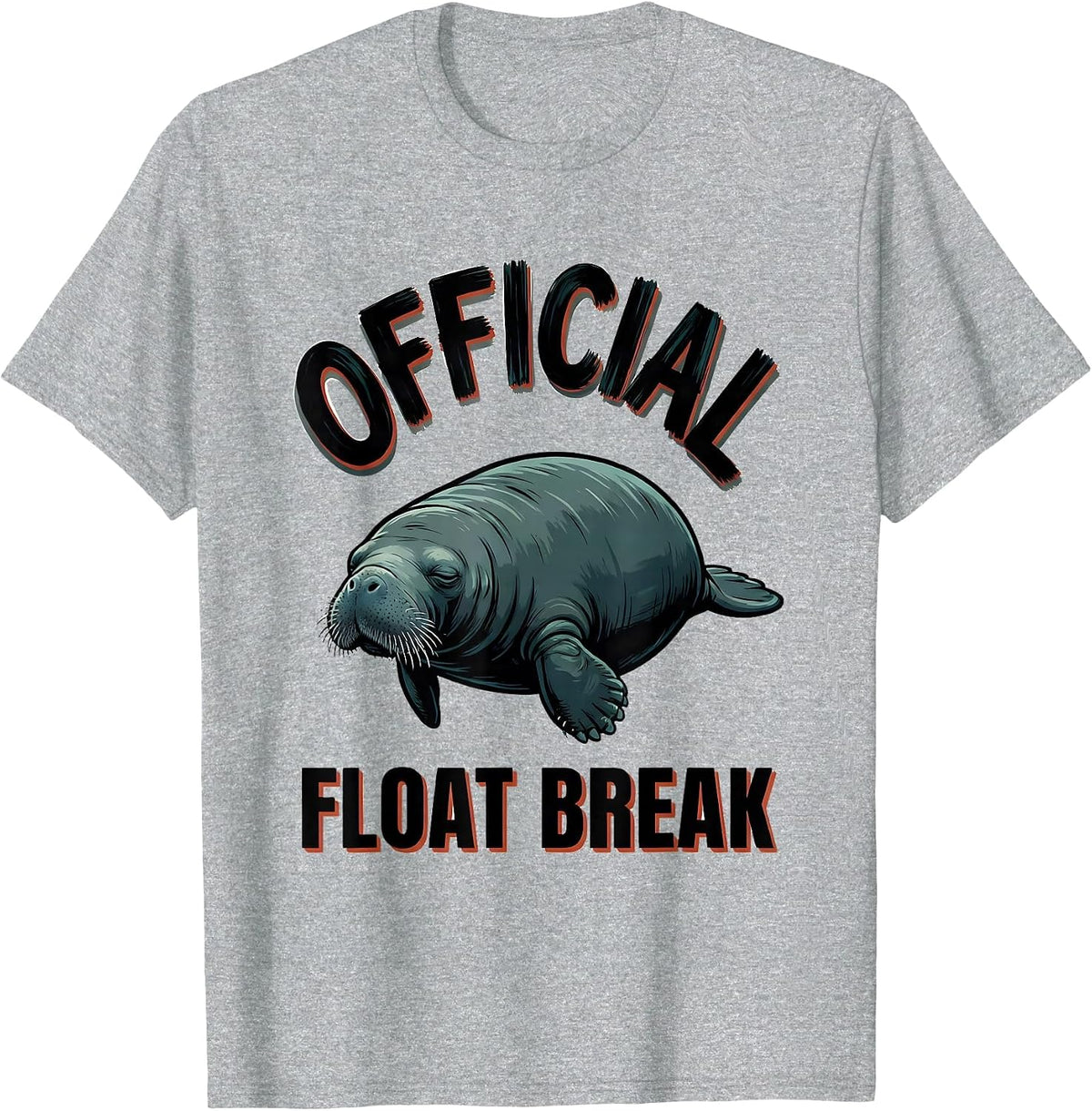 Men's Official Float Break Funny Manatee Sea Cow Wildlife Humor T-Shirt - Heather Grey