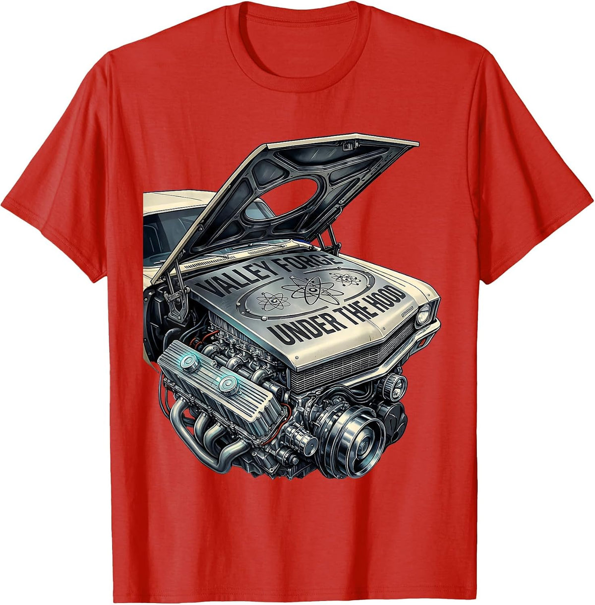 Men's Valley Forge Under the Hood Automotive Design T-Shirt - Red