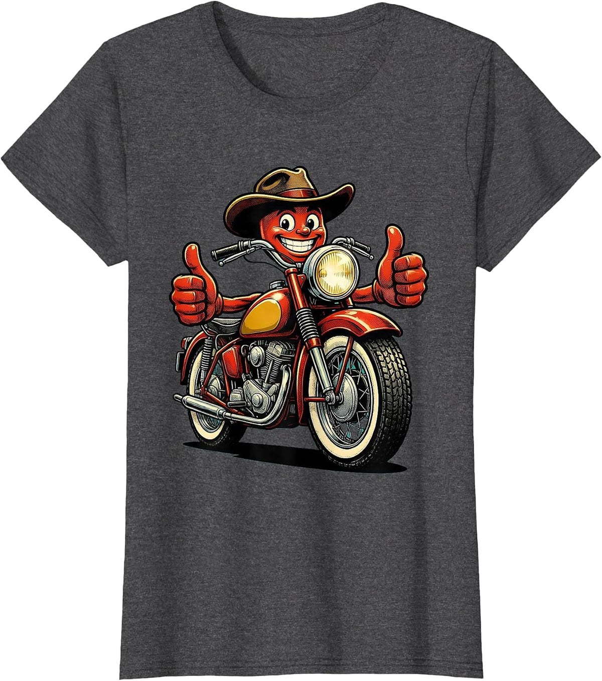 Women's Vintage Classic Motorcycle Chrome Details Side View T-Shirt - Dark Heather Grey