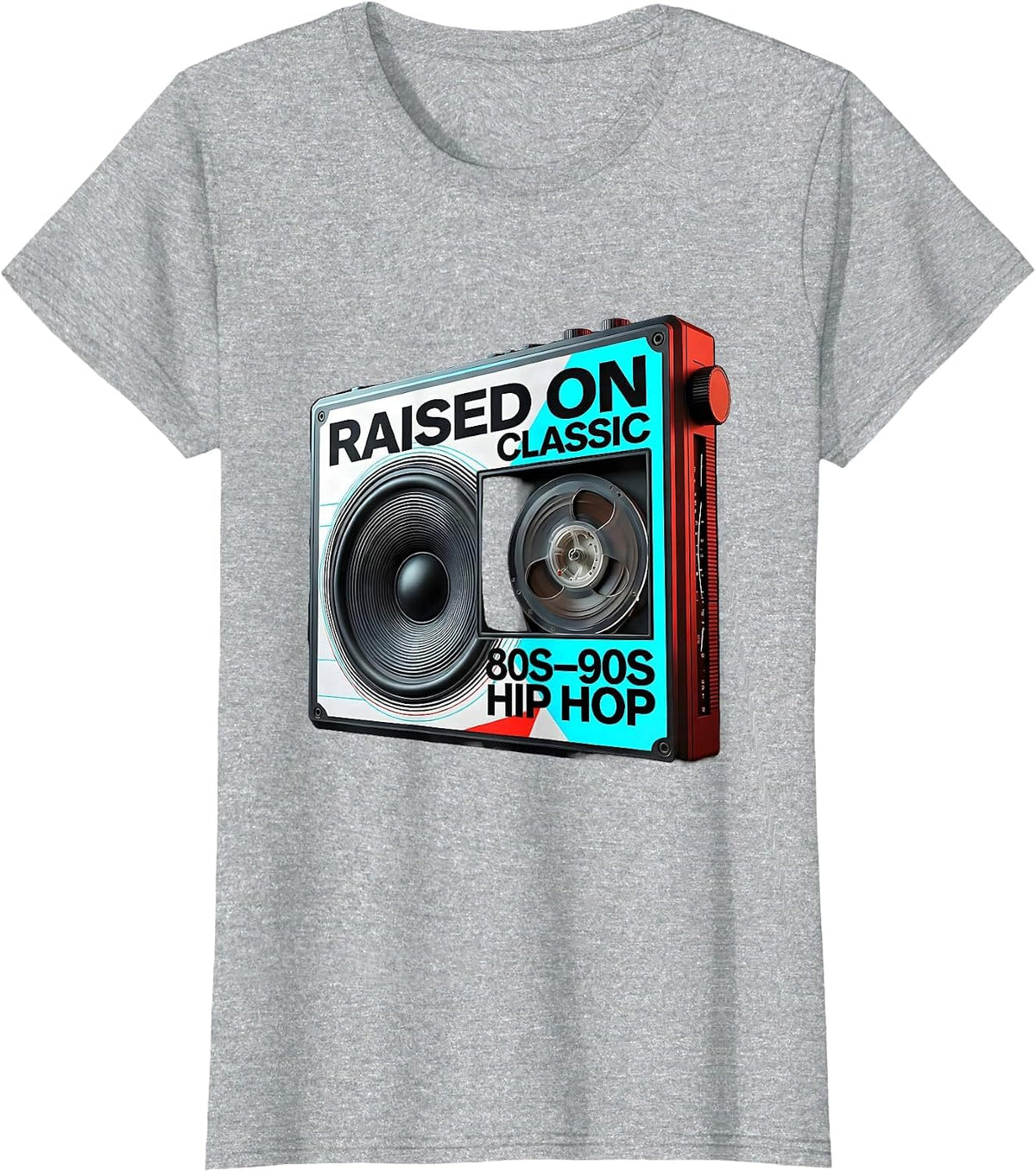 Raised On Classic 80s 90s Hip Hop Retro Streetwear T-Shirt - Heather Grey