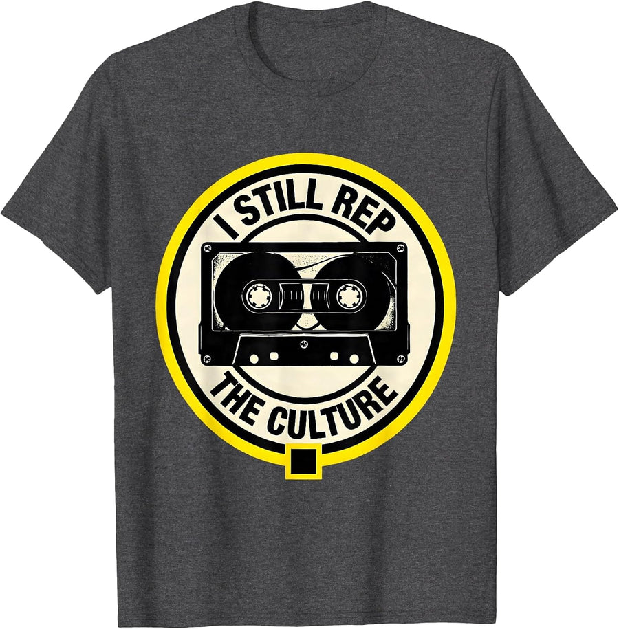 Men's I Still Rep The Culture Stencil Graphic Hip Hop Rap T-Shirt - Dark Heather Grey