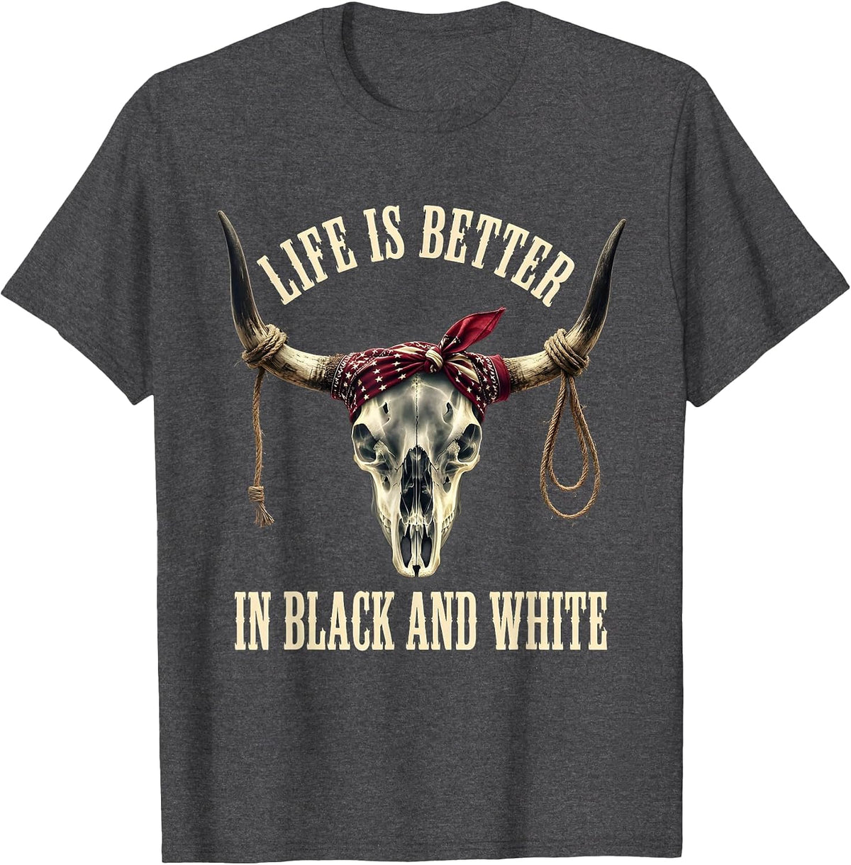 Men's Life Is Better In Black and White Radiology Design T-Shirt - Dark Heather Grey