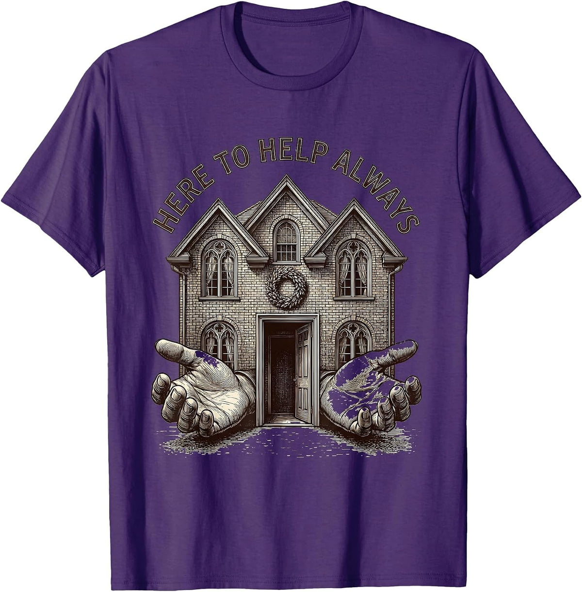 Altruismo House Here to Help Always Design T-Shirt - Purple