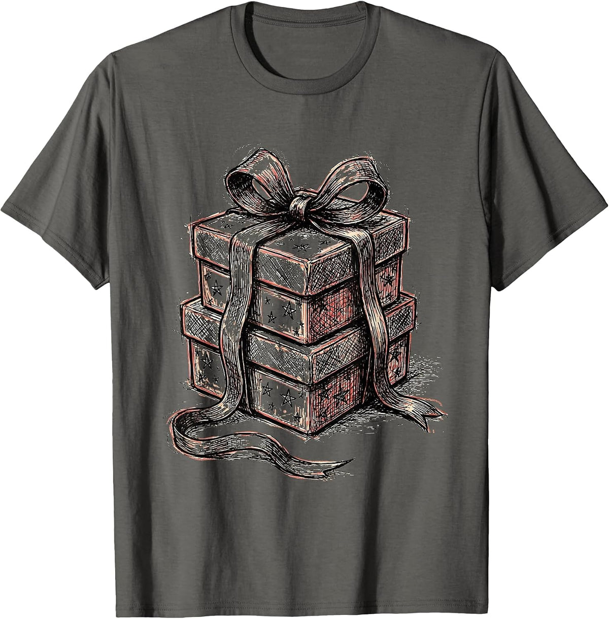 Third Grade Teacher Crayon Boxes Ribbon Graphic T-Shirt - Asphalt Grey