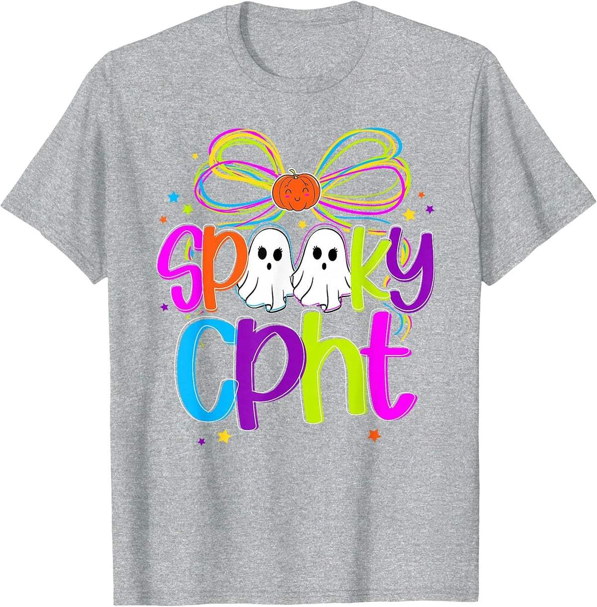 Spooky CPhT Halloween Certified Pharmacy Technician Coquette T-Shirt - Heather Grey