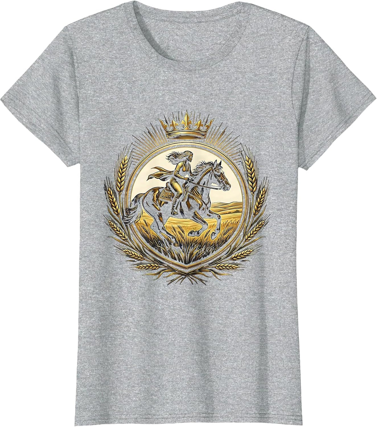 Horseback Rider Crossing the Open Prairie T-Shirt - Heather Grey