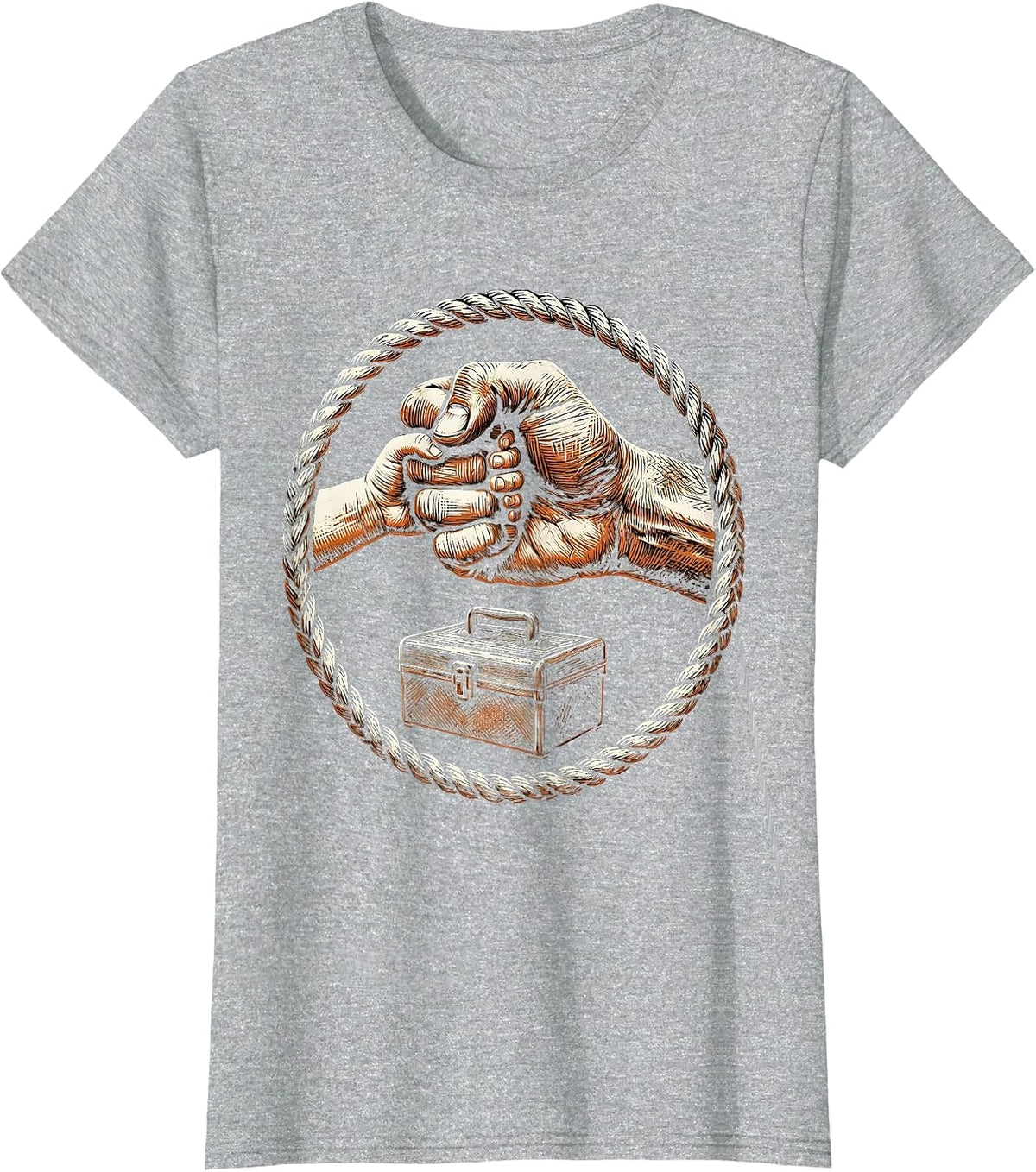 Teach Kids to Change Oil Fist Bump Graphic T-Shirt - Heather Grey