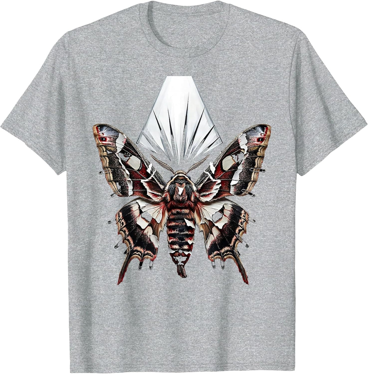 Men's Rock and Roll Moth Stage Spotlight Graphic T-Shirt - Heather Grey