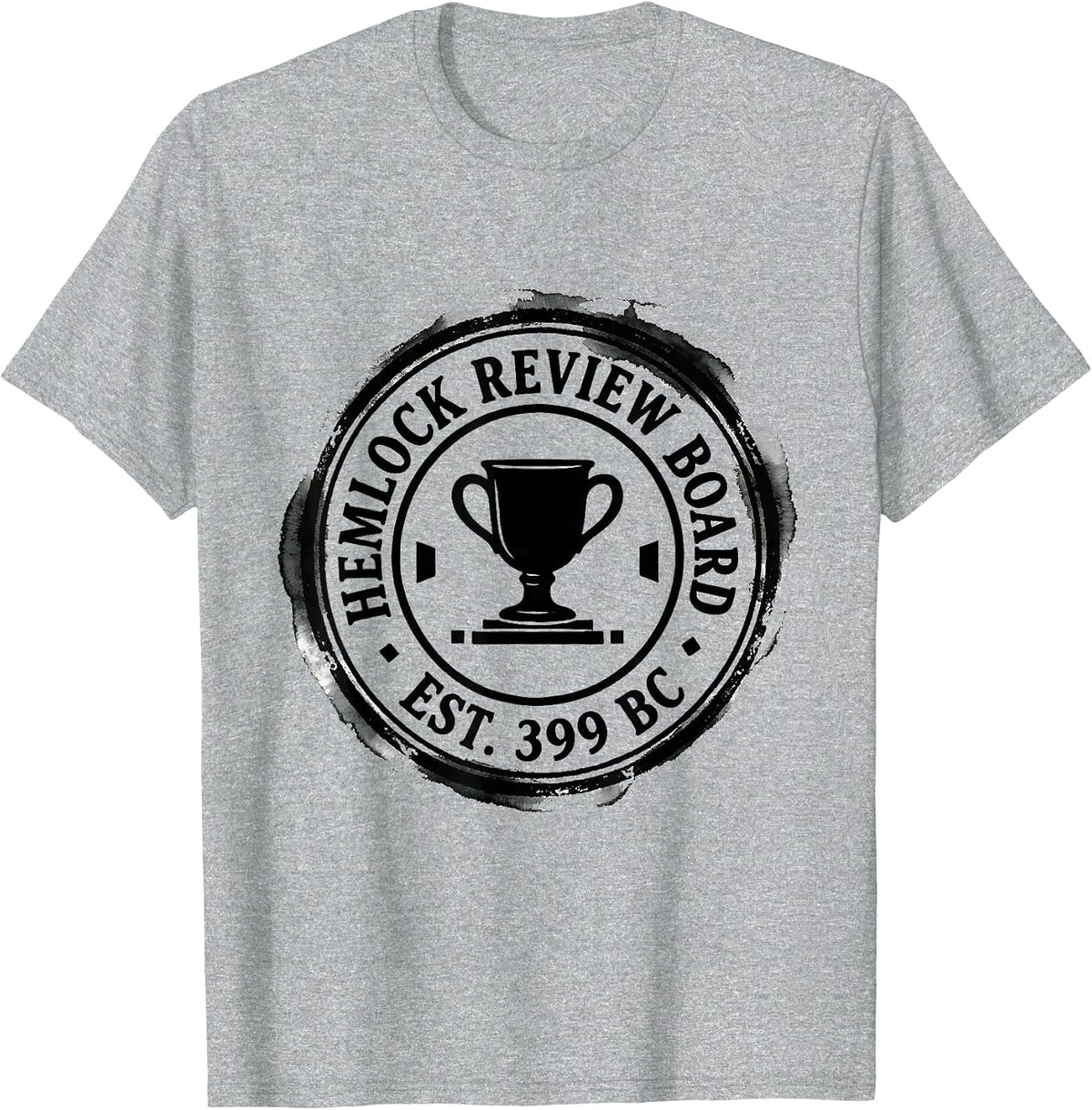 Men's Hemlock Review Board Est 399 BC Ironic Stoic Philosopher T-Shirt - Heather Grey