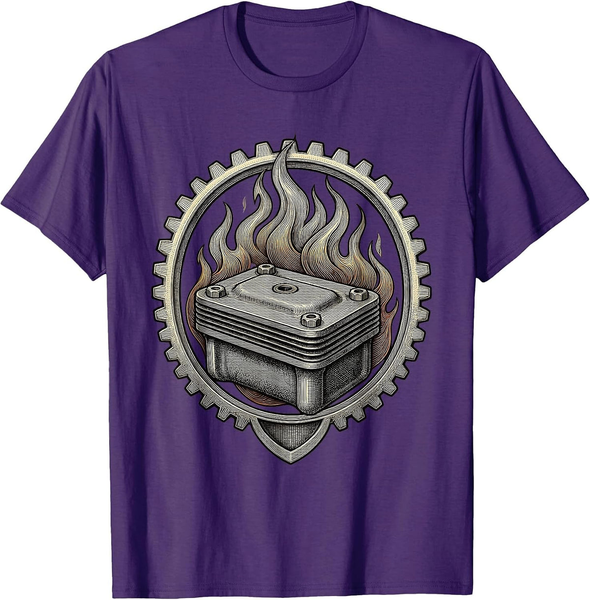 Valley Forge Automotive Engine Valve Cover Flames T-Shirt - Purple