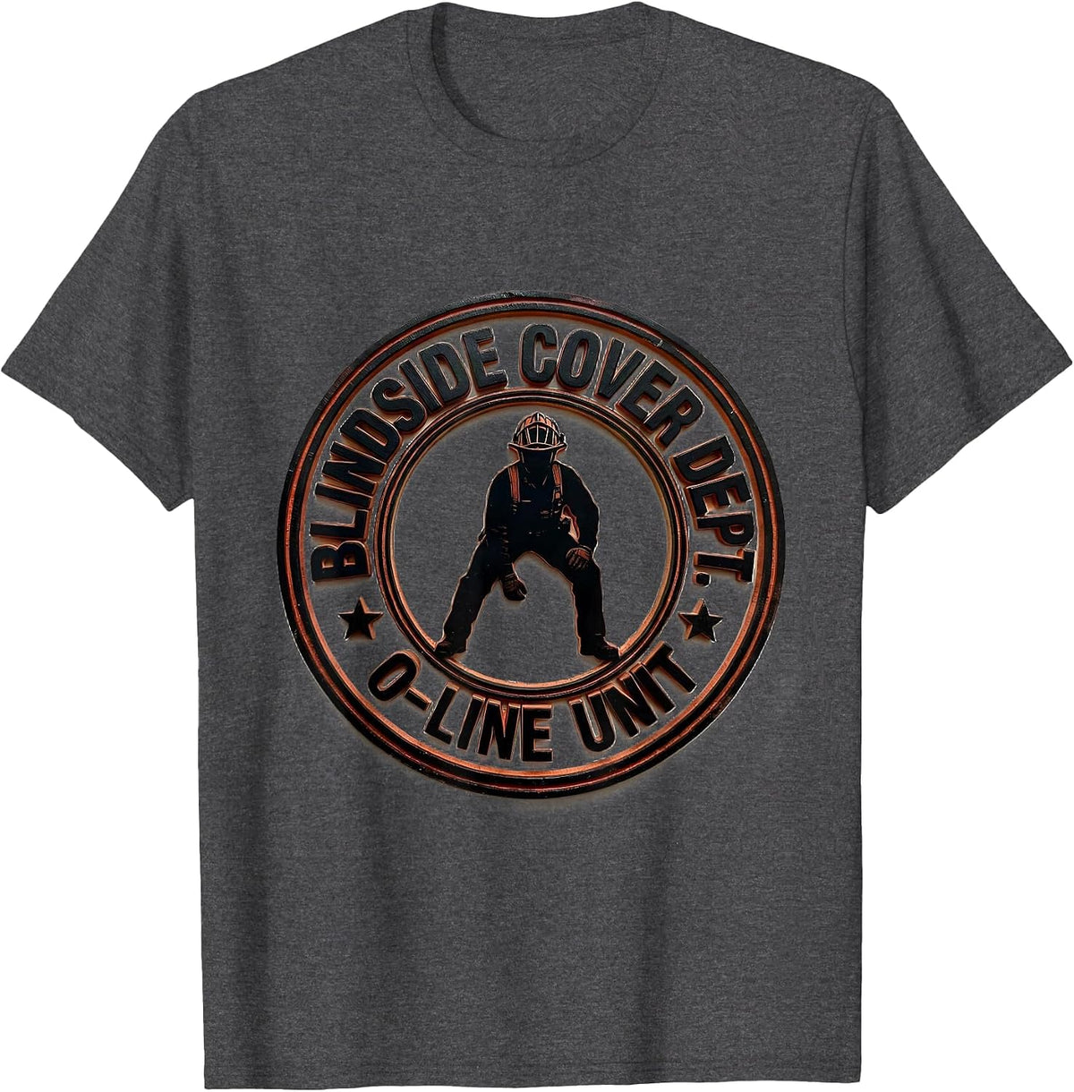 Blindside Cover Dept. O-Line Unit Funny Football Lineman T-Shirt - Dark Heather Grey