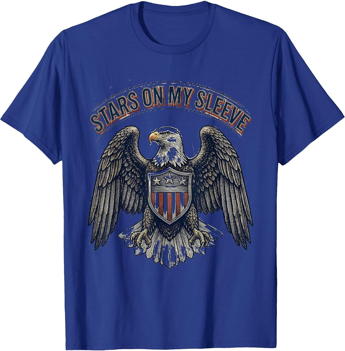 Stars On My Sleeve Red White and Blue Patriotic Design T-Shirt - Royal Blue