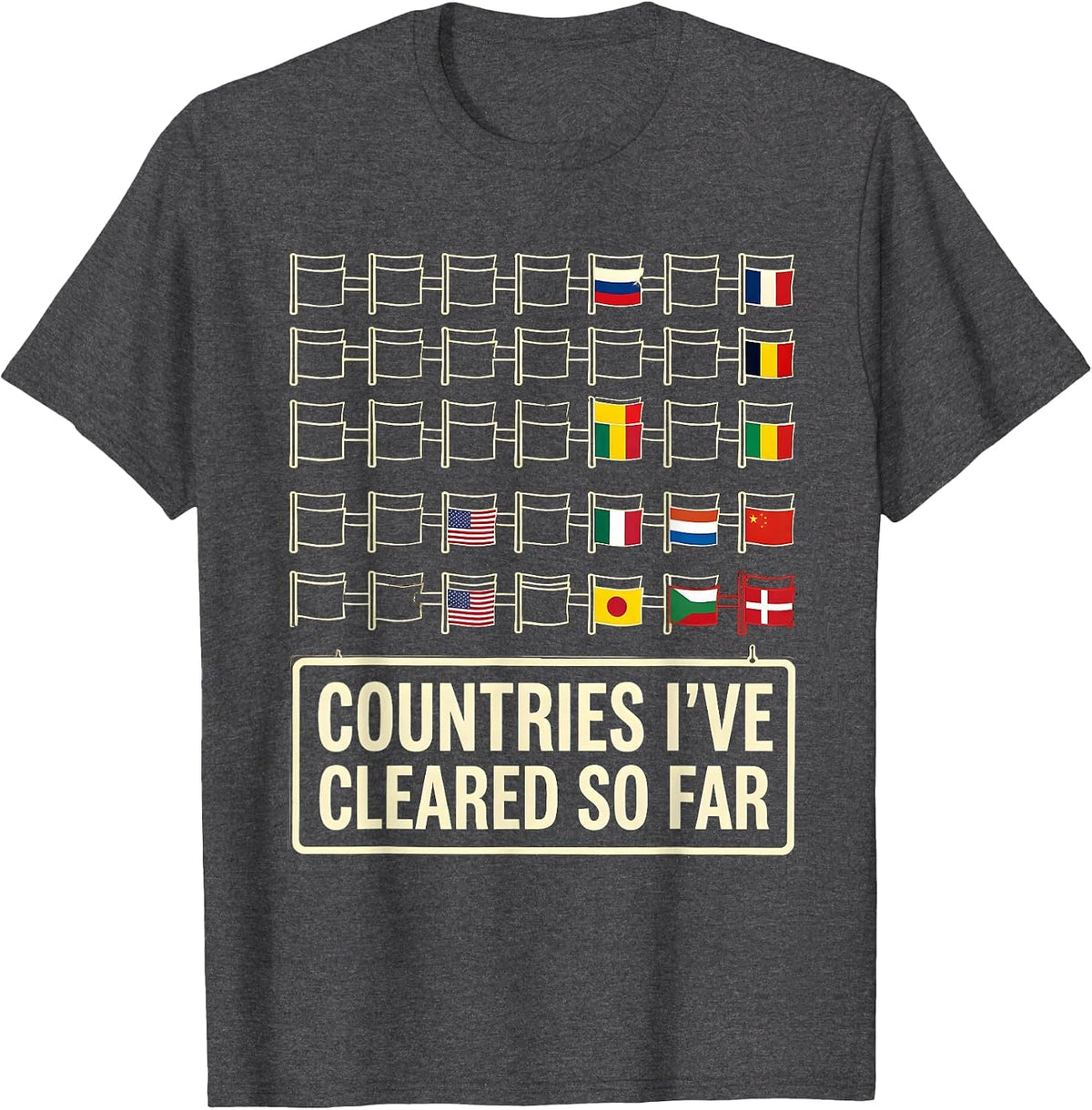 Men's Countries I've Cleared So Far Educational Geography Travel T-Shirt - Dark Heather Grey