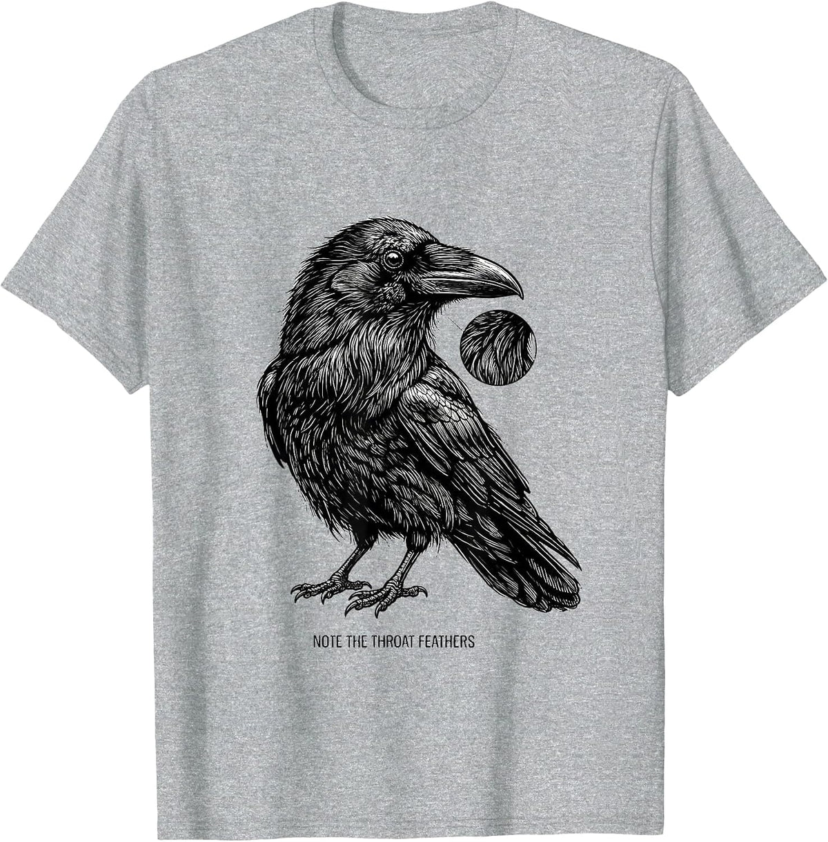 Men's Note The Throat Feathers Dark Humor Crow Bird Lover T-Shirt - Heather Grey