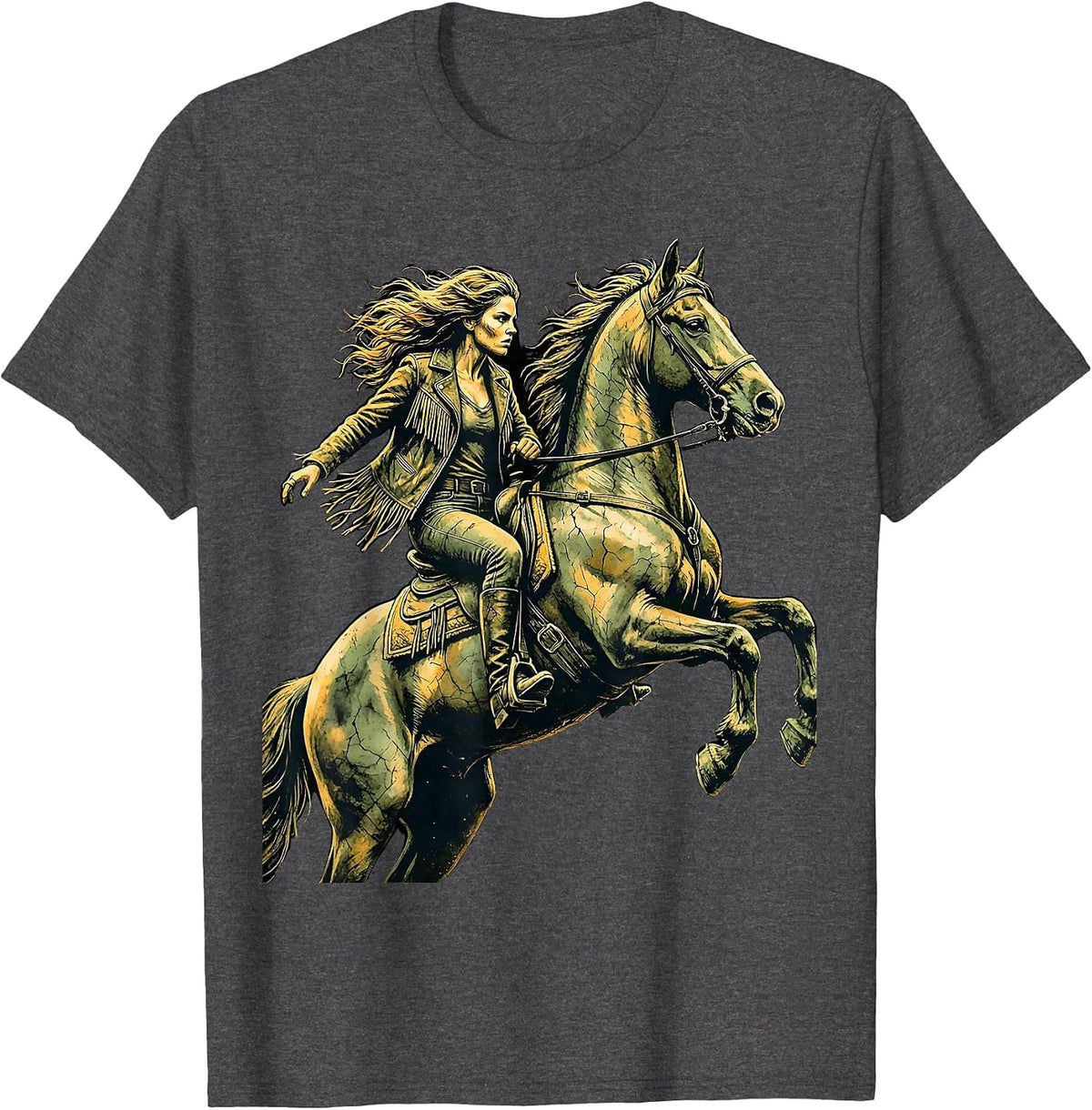 Men's Rodeo Arena Horse Taming Graphic Design T-Shirt - Dark Heather Grey