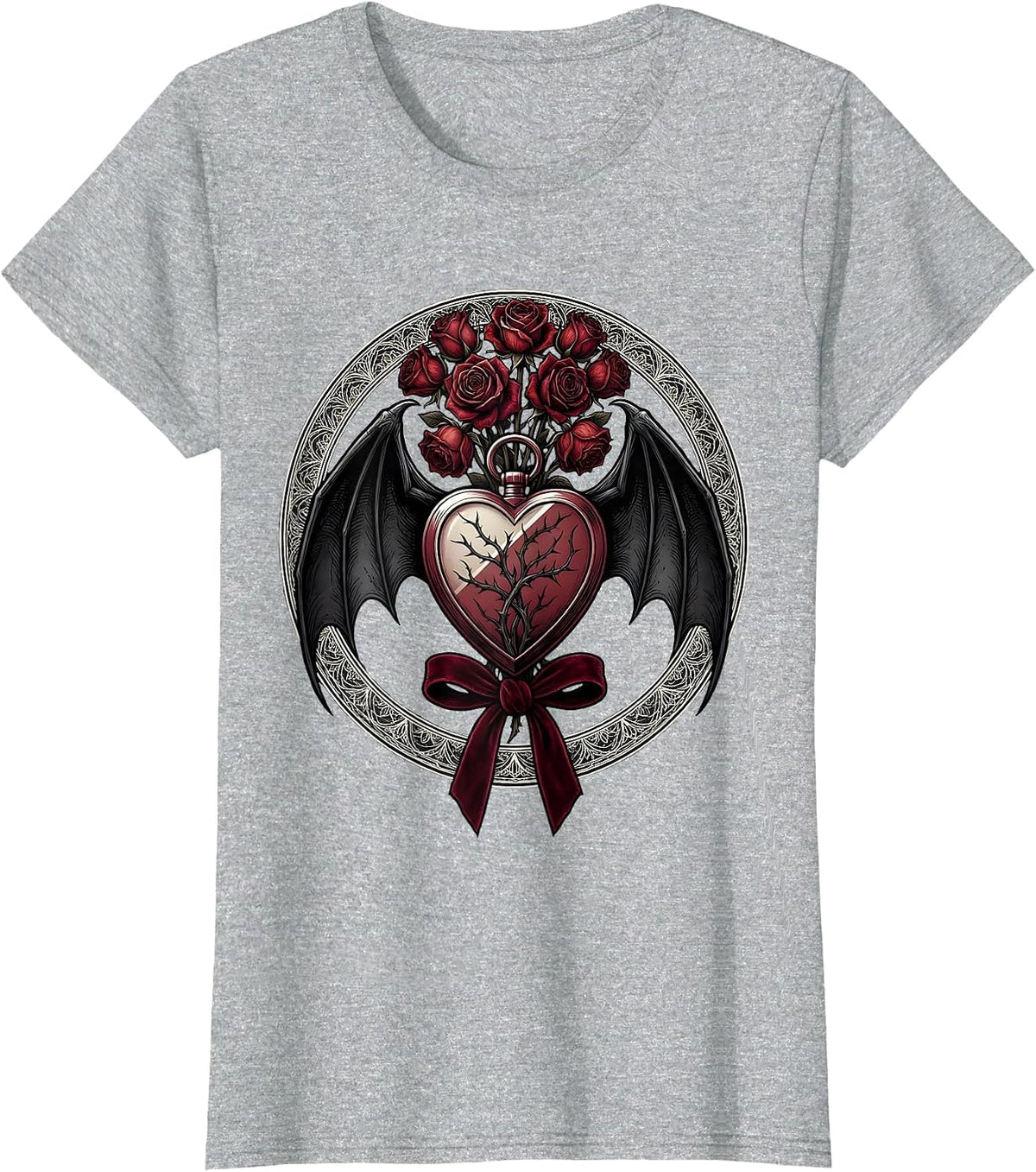 Lone Figure Stormy Sky Emo Dark Art Design T-Shirt - Heather Grey